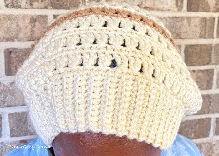 Crochet Slouchy Hat Beanie on woman' shead