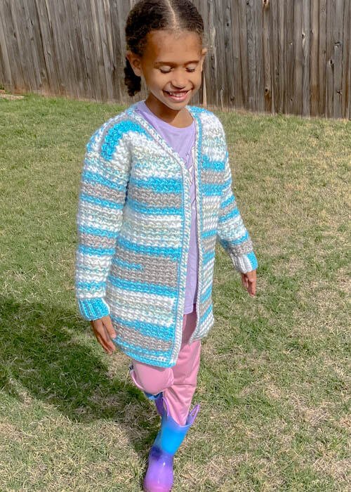 crochet chunky yarn childrens cardigan pattern