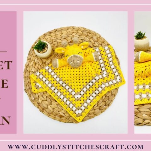 Image for Giraffe lovey blanket-free crochet pattern, Amigurumi giraffe blanket