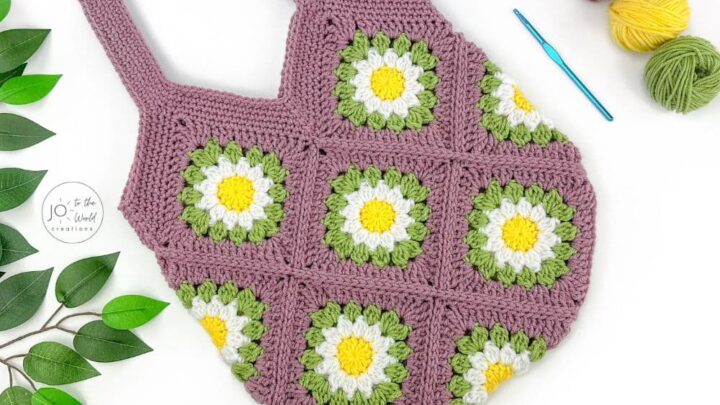 flower granny square bag crochet pattern feat