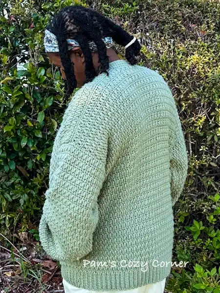 green crochet cardigan orchid