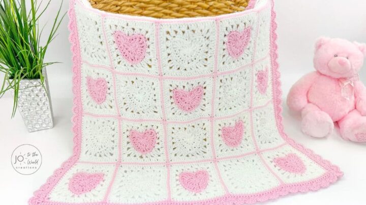 heart granny square blanket crochet pattern feat