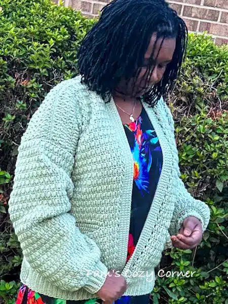 women cochet cardigan orchid