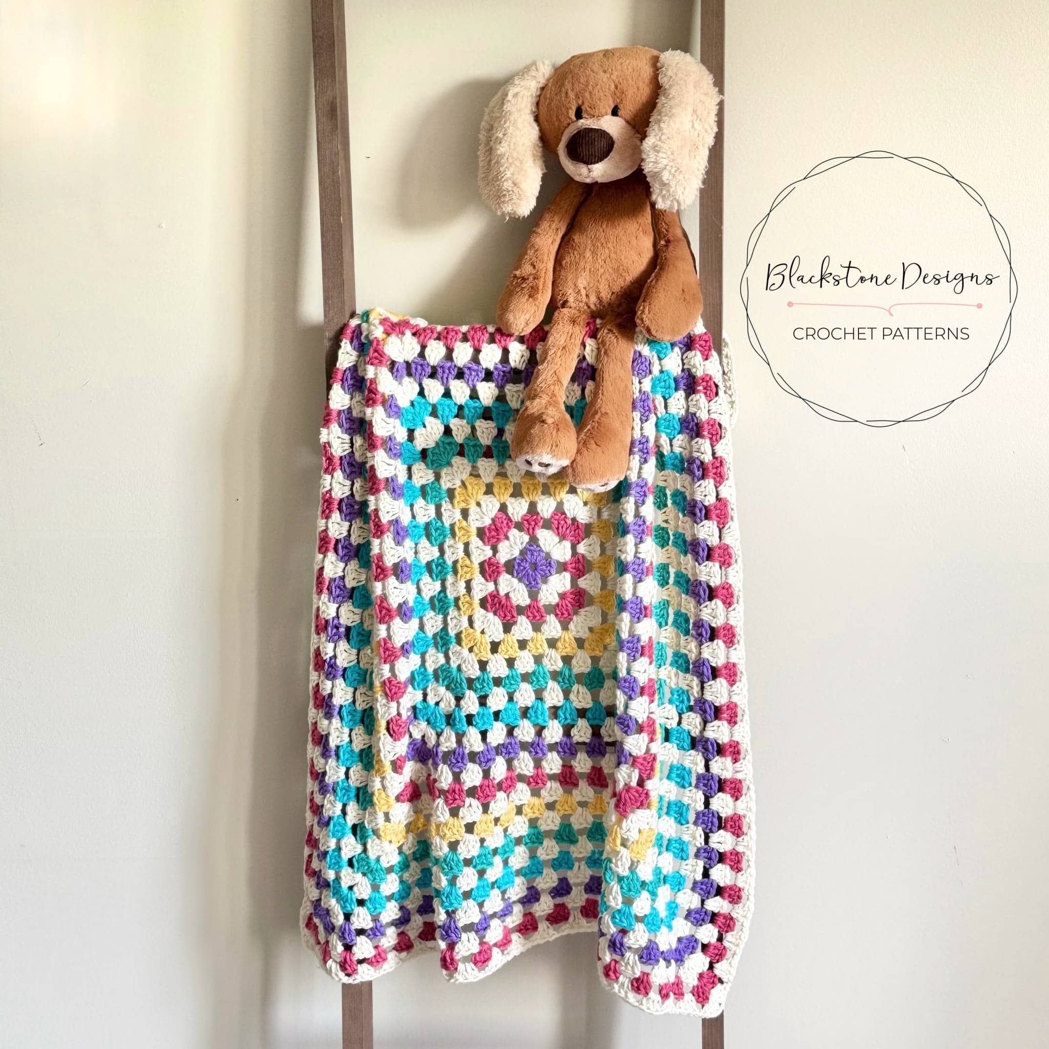 Large Granny Square Blanket crochet pattern 4wm