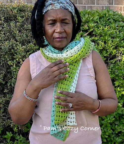 Lightweight crochet scarf for spring and summer with soft drape