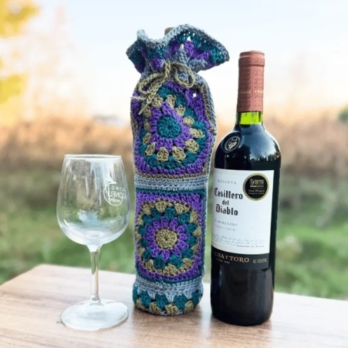 10 FRee Crochet Granny Square Patterns 10 Crochet Granny Square Wine Tote Bag