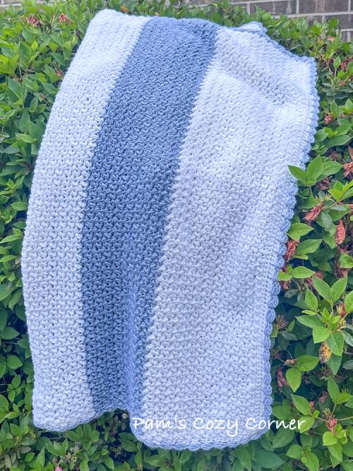 Textured bean stitch baby blanket crochet pattern in multiple sizes from lovey to swaddler