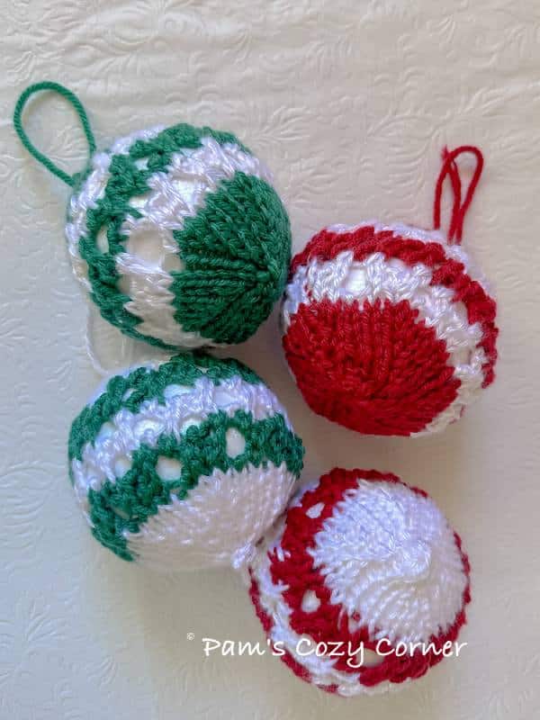 Striped Knit Bauble: A Free Knitting Pattern 1 easy knit christmas bauble 1