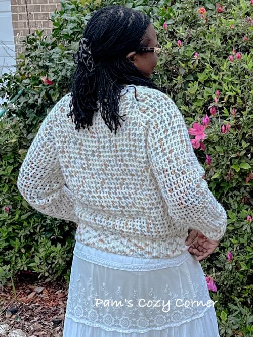 Easy Crochet Lace Sweater Pattern - Freesia 3 Easy crochet mesh cardigan for women